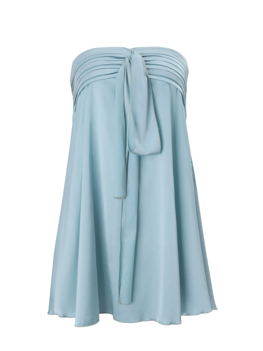 Wholesale Solid Natural Breathable Elegant Satin Strapless Collarless Bowknot Tie Front Mini A-Line Women's Dresses